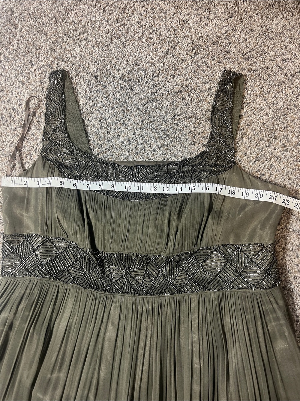 Adrianna Papell Silk Chiffon Beaded Midi Dress, Size 20W - Picture 11 of 12